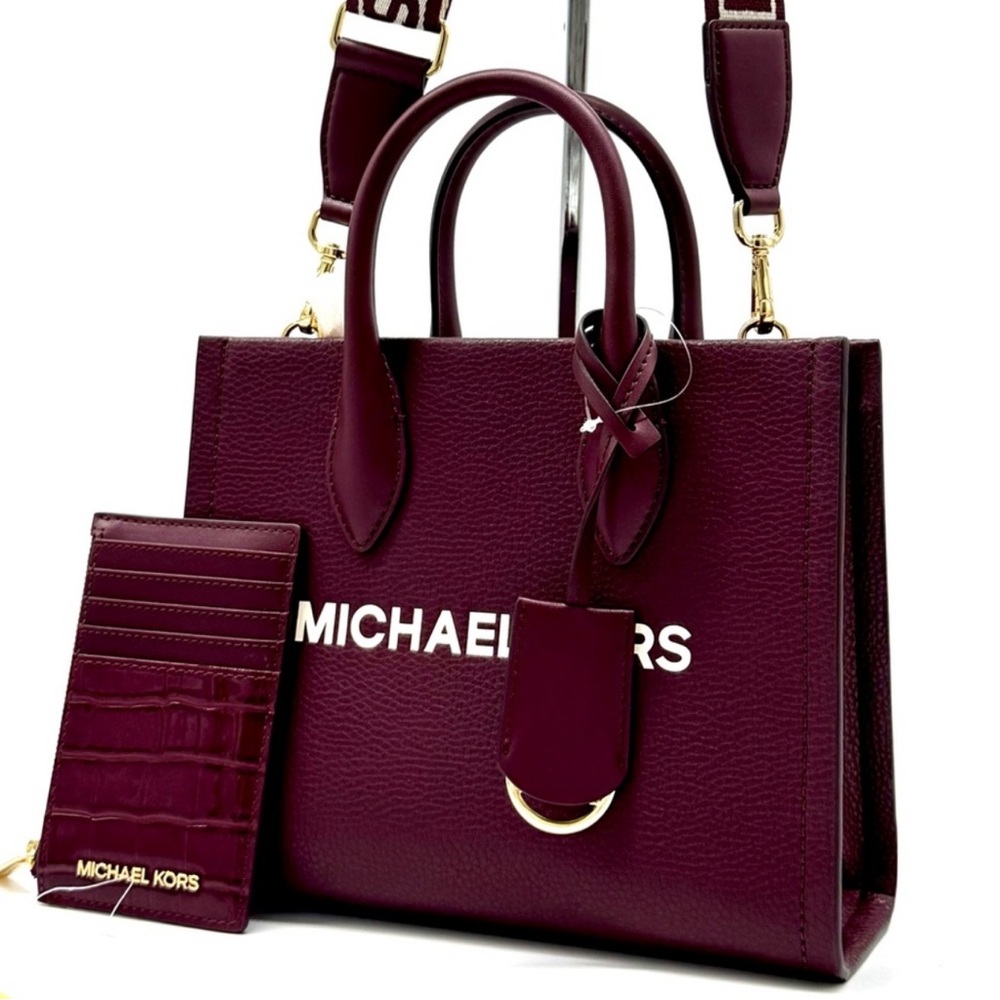 Michael Kors Mirella Small Crossbody Bag & Matching Card Case Wallet Ox Blood